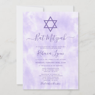 Lila Tie Dye Bar Mitzvah Inbjudningar