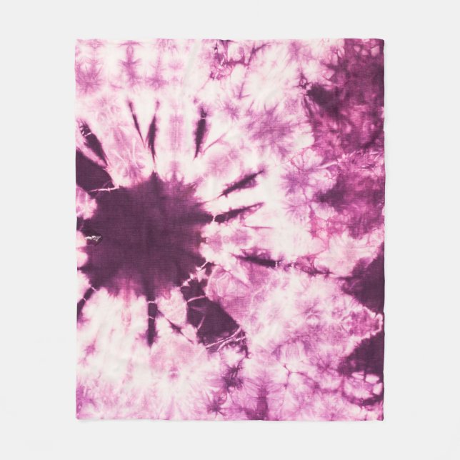 Lila Tie Dye Batik Struktur Fleecefilt (Framsidan)