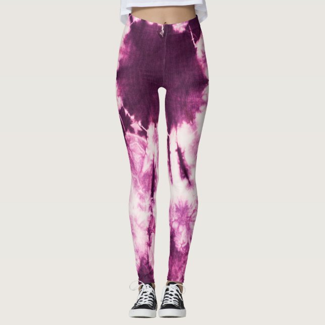 Lila Tie Dye Batik Struktur Leggings (Framsida)