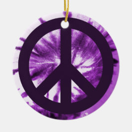 Lila Tie-Dye med fredssymbol Julgransprydnad Keramik