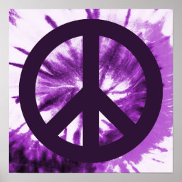 Lila Tie-Dye med fredssymbol Poster