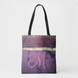 Lila Tie Dye Monogram Guld Mynt Glitter Tygkasse