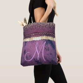 Lila Tie Dye Monogram Guld Mynt Glitter Tygkasse