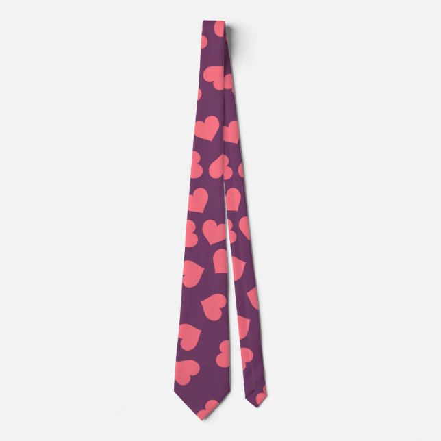 Lila Tie Rosa Hjärtat Slips (Framsida)