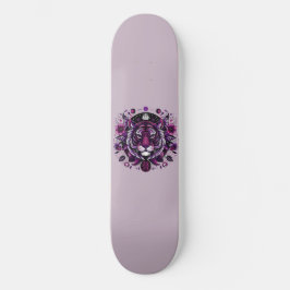 Lila Tiger Blommigt Circle Mini Skateboard Bräda 18,5 Cm
