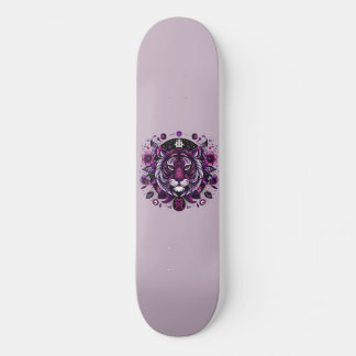 Lila Tiger Blommigt Circle Mini Skateboard Bräda 18,5 Cm