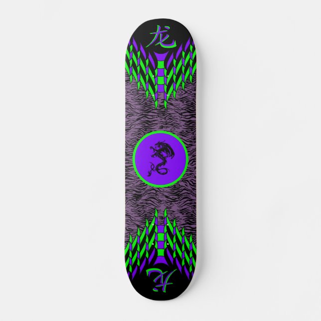 Lila Tiger Drak Skateboard (Framsida)