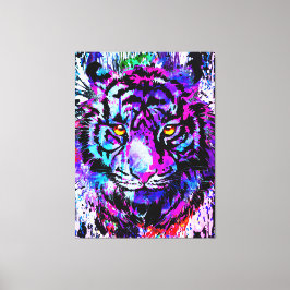 Lila Tiger Head Porträtt Canvas Art Skriv ut
