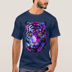 Lila Tiger Head - Tiger Porträtt Artwork T Shirt