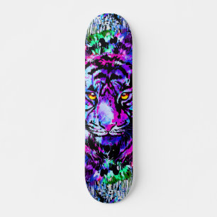 Lila Tiger Head - Tiger Porträtt Skateboard