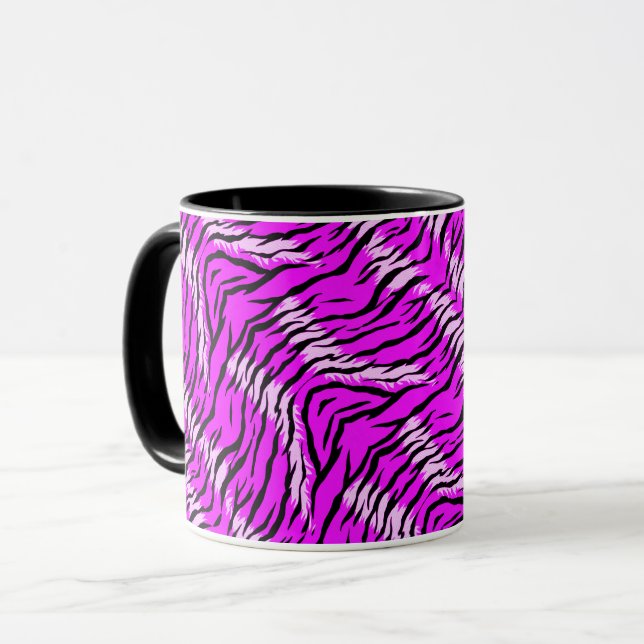 Lila Tiger Hud Mönster Design  Mugg (Framsida vänster)