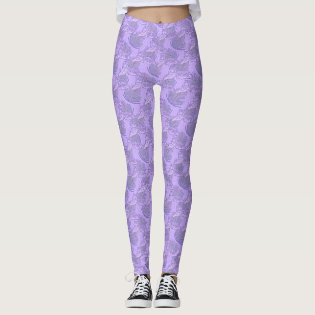 Lila Tiger Mönster Leggings (Framsida)