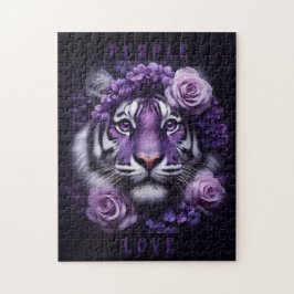 Lila Tiger w/Flowers Pussel