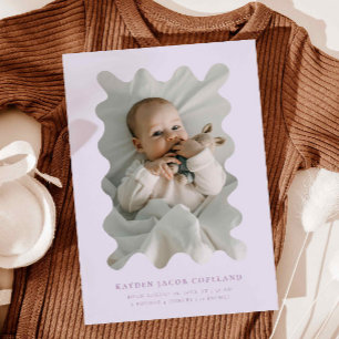 Lila Tiggly Ram Birth Anouncement Photo Meddelande