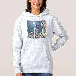 Lila Tiki Bird med fullt Hoodie T Shirt