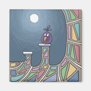 Lila Tiki Bird med fullt Magnet måne