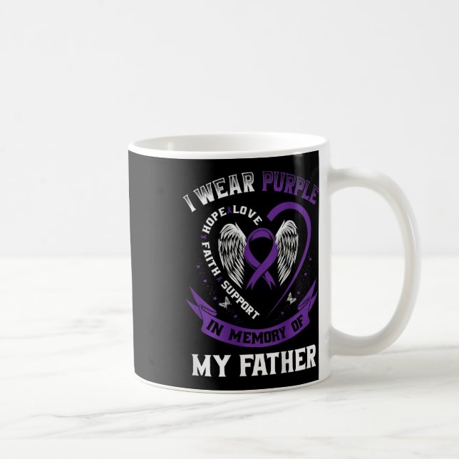 Lila till minne av Far Pappa Pankreascancer B Kaffemugg (Höger)