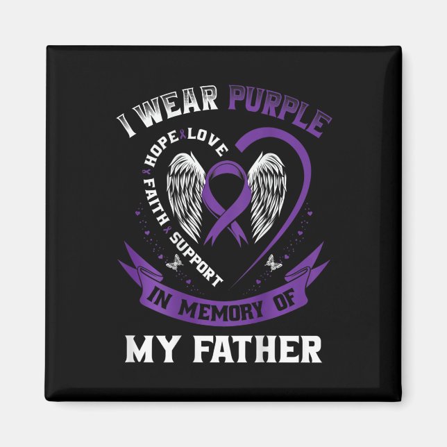 Lila till minne av Far Pappa Pankreascancer B Magnet (Framsidan)