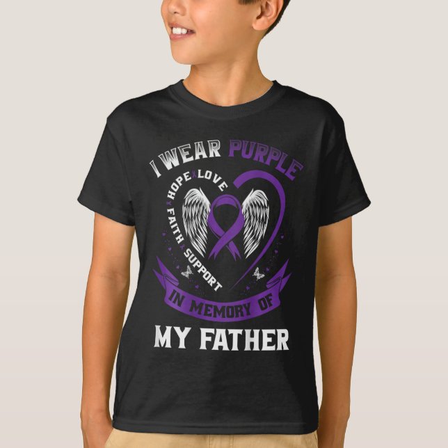 Lila till minne av Far Pappa Pankreascancer B T Shirt (Framsida)