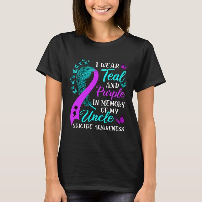 Lila till minne av min morbror Suicide Awarenes T Shirt (Framsida)
