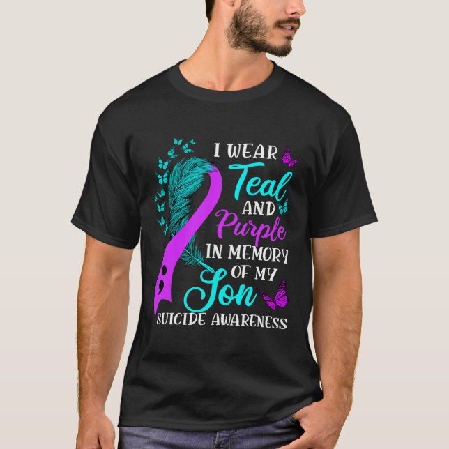 Lila till minne av min son självmordsmedvetande t shirt (Framsida)