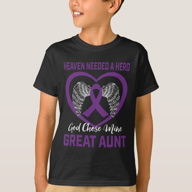 Lila till minne av Underbar Moster- pankreascancer T Shirt (Framsida)