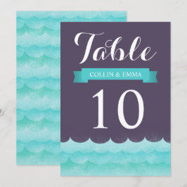 Lila Till Sjöss Marin Bröllops Bordnummer Inbjudningar