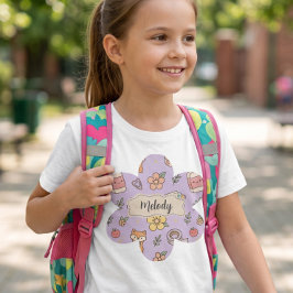 Lila tillbaka till skolmaterial mönster t shirt