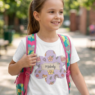 Lila tillbaka till skolmaterial mönster t shirt