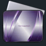 Lila Tint Metallic look-Stainless Steel Mönster Laptop Sleeve<br><div class="desc">Lila,  glansigt metallutseende,  rostfritt stål mönster. Anpassningsbar och valfritt monogram. Finns på andra produkter och kan begäras för någon av de produkter som erbjuds på Zazzle.</div>