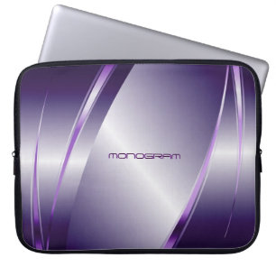 Lila Tint Metallic look-Stainless Steel Mönster Laptop Sleeve