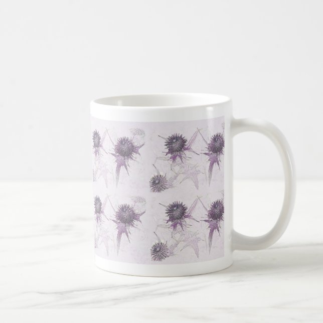 Lila tistel naturdesign kaffemugg (Höger)