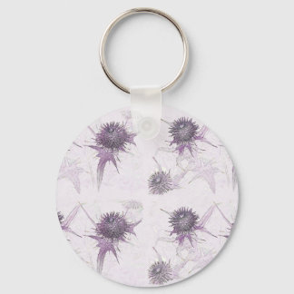 Lila tistel naturdesign nyckelring