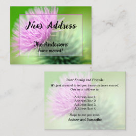 Lila Tistel Nytt Adress Tillkännagivande Anteckningskort