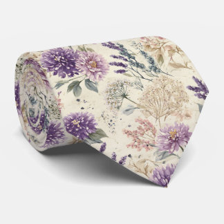 Lila Tistel & Vildblomma Bröllop Slips