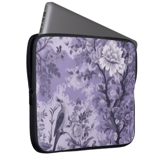 Lila Toile de Fleur Laptop Fodral (Framsidan Höger)