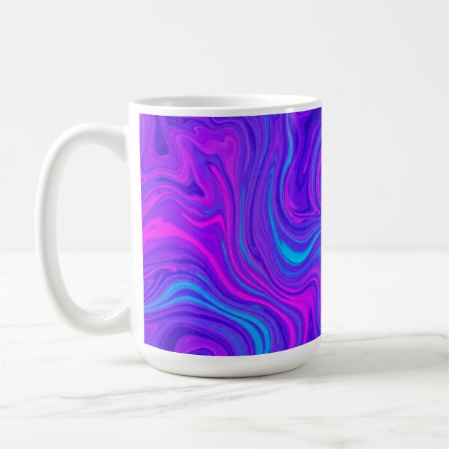 Lila Tone Vågigt Psychedelic Design Kaffemugg (Vänster)