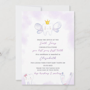 Lila Tooth Fairy Brev Inbjudningar
