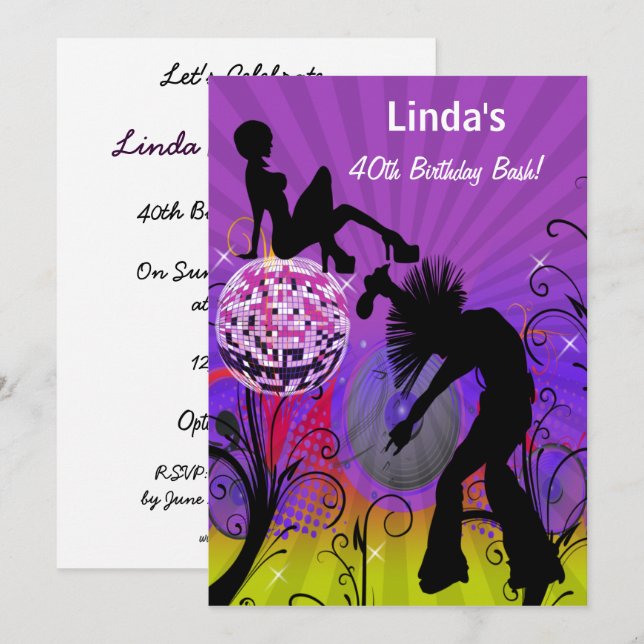 lila totalt 80:s inbjudan till återförsäljare (Fram/baksida)