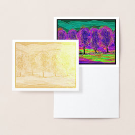 Lila Träd av Mark Edward Westerfield Gold Foil Folierat Kort