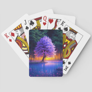 Lila Träd i Swampy Grönt Forest Casinokort