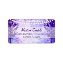 Lila Träd String Ljus Bröllop Adressetiketter