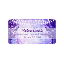 Lila Träd String Ljus Bröllop Adressetiketter