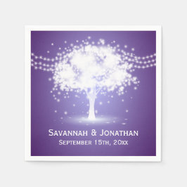 Lila Träd String Ljus Personlig Bröllop Pappersservett