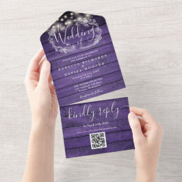 Lila trädgårdsbelysning QR-kod Blommig Bröllopsinb
