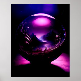 Lila transparent lobe med bergslandskap poster