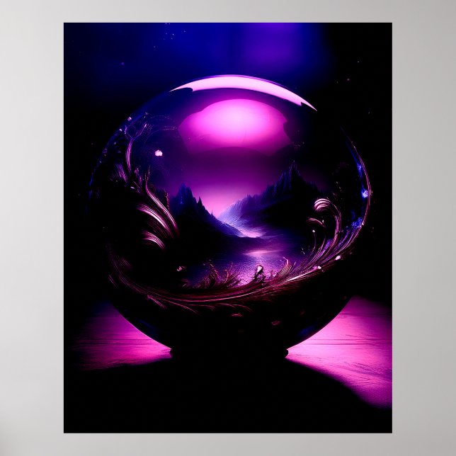 Lila transparent lobe med bergslandskap poster (Framsidan)