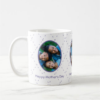 Lila Tre Familjefoton Mors dag Kaffemugg