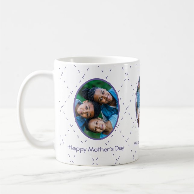 Lila Tre Familjefoton Mors dag Kaffemugg (Vänster)