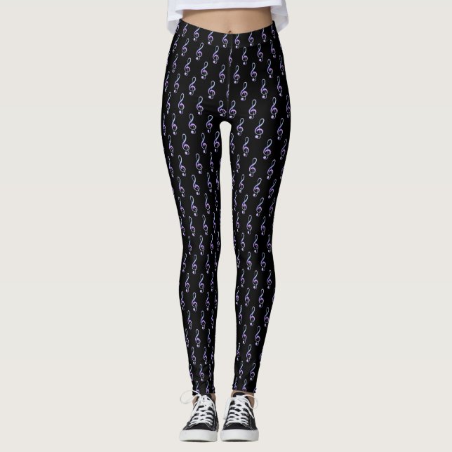 Lila Treble Clef Leggings (Framsida)